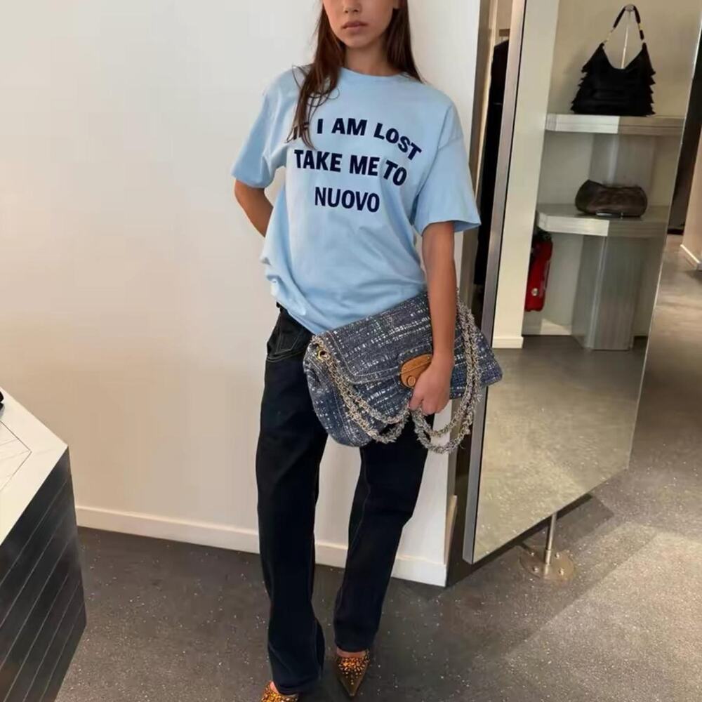 Nuovo blue slogan t shirt
